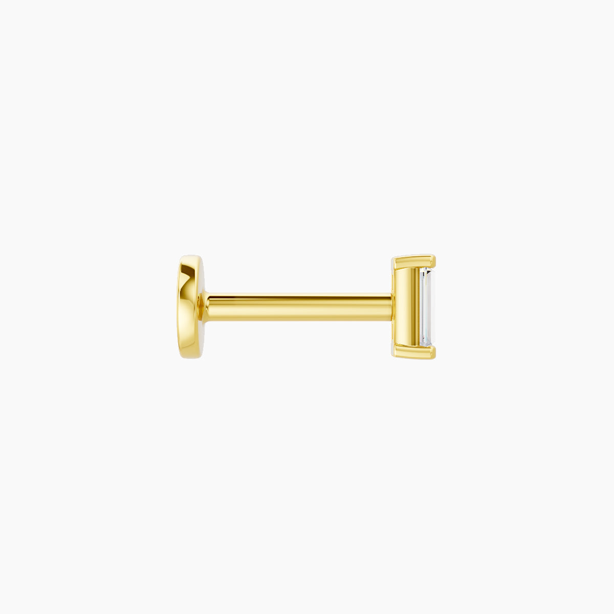 Hestia | 18k Yellow Gold 4 mm 6.5 mm Baguette Diamond Nose Piercing