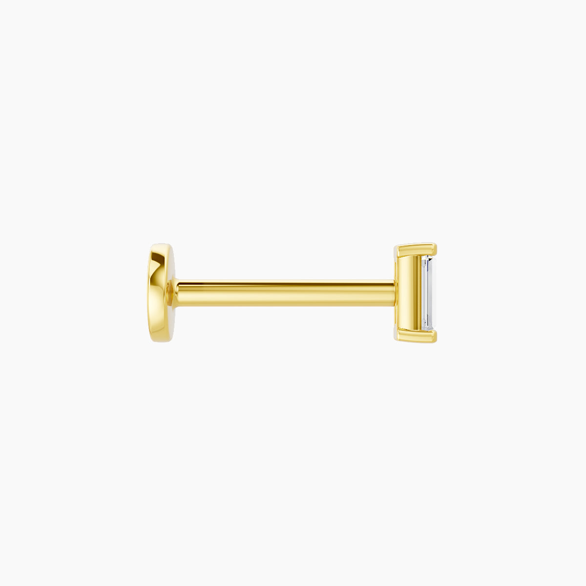 Hestia | 18k Yellow Gold 4 mm 8 mm Baguette Diamond Nose Piercing