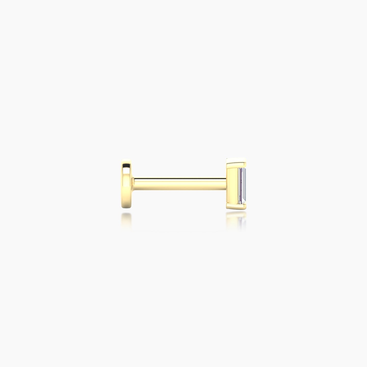 Hestia | 18k Yellow Gold 4 mm 8 mm Baguette Diamond Nose Piercing