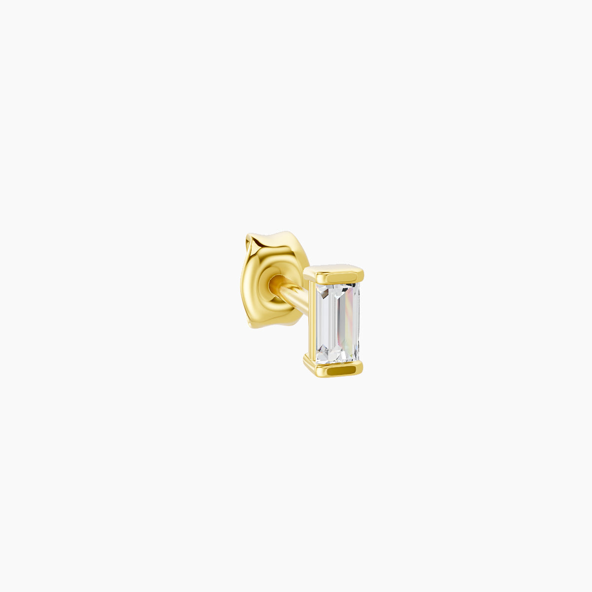 Hestia | 18k Yellow Gold 4 mm Baguette Diamond Earring