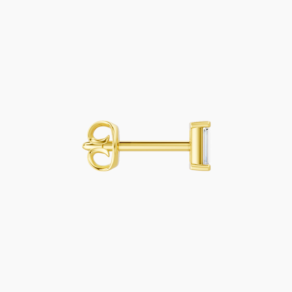 Hestia | 18k Yellow Gold 4 mm Baguette Diamond Earring