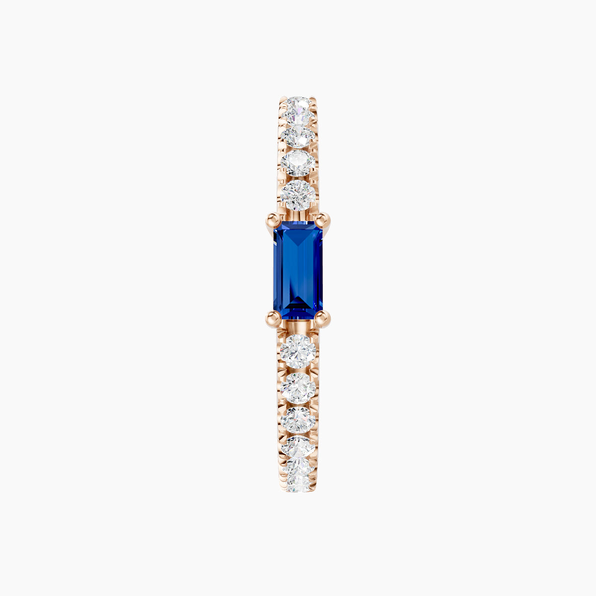 Inanna | 18k Rose Gold 11 mm Baguette Sapphire & Diamond Hoop Piercing