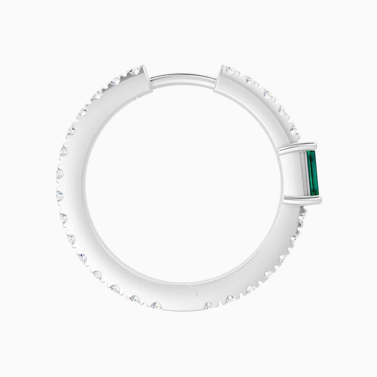 Inanna | 18k White Gold 11 mm Baguette Emerald & Diamond Hoop Piercing