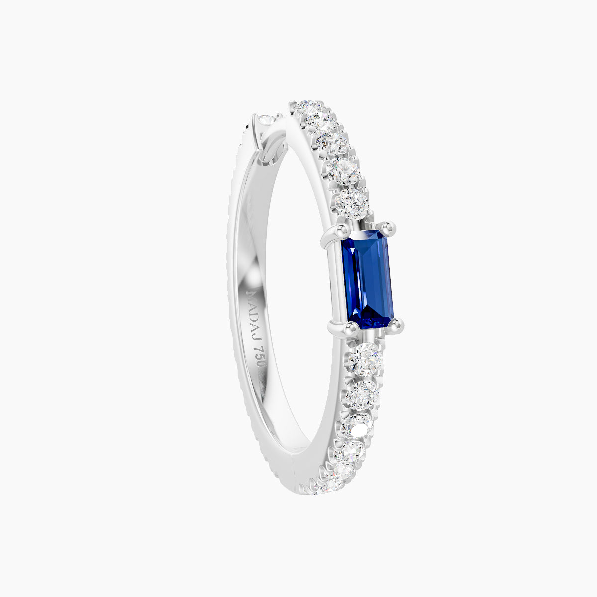 Inanna | 18k White Gold 11 mm Baguette Sapphire & Diamond Hoop Piercing