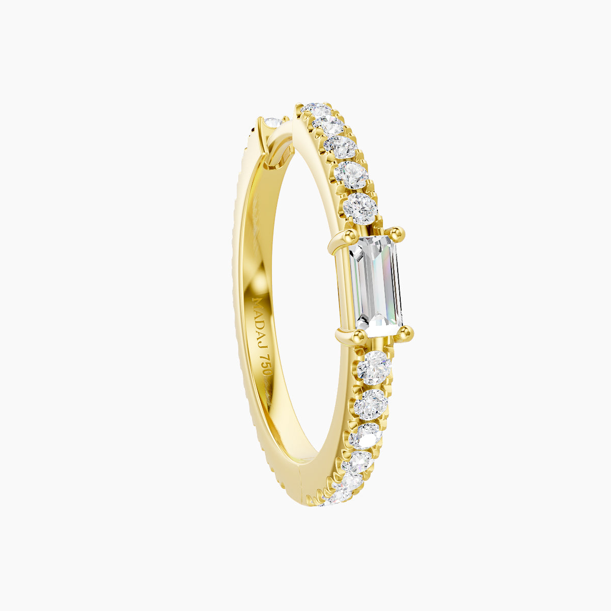 Inanna | 18k Yellow Gold 11 mm Baguette Diamond Hoop Piercing