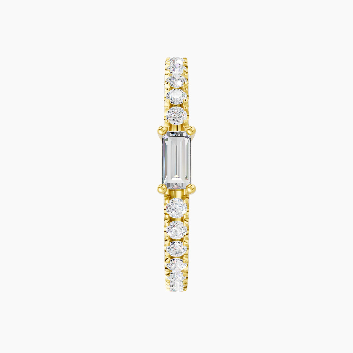 Inanna | 18k Yellow Gold 11 mm Baguette Diamond Hoop Piercing