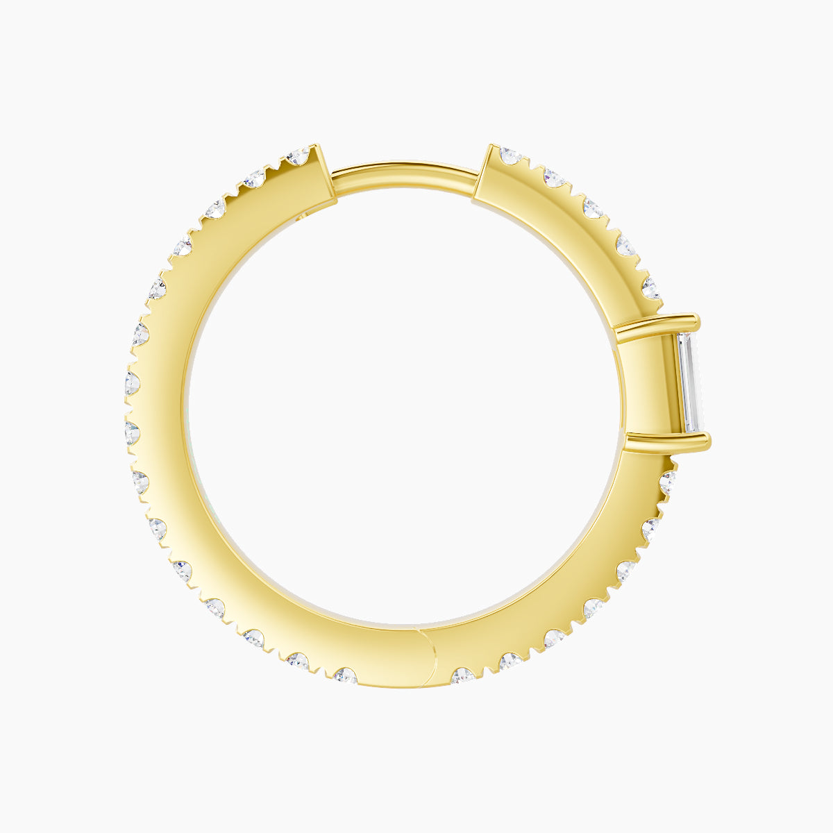 Inanna | 18k Yellow Gold 11 mm Baguette Diamond Hoop Piercing