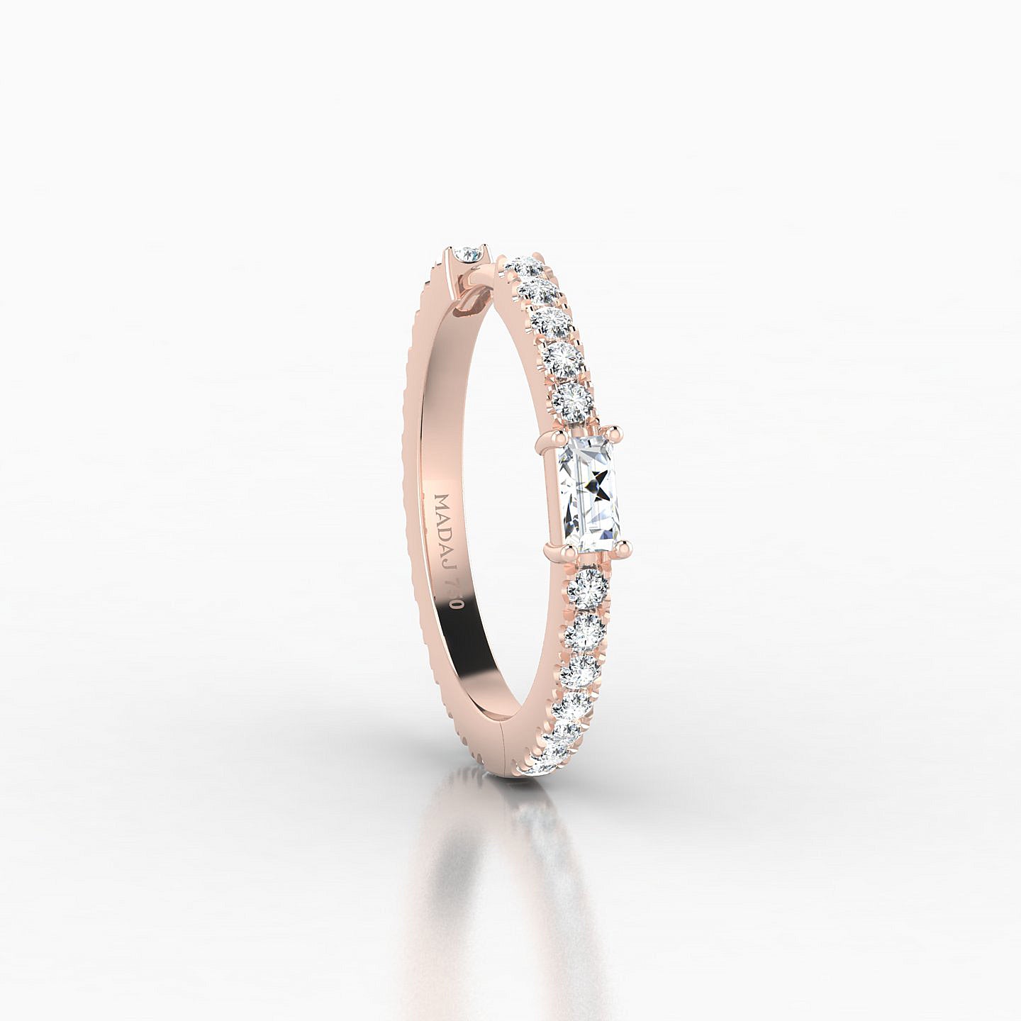 Inanna | 18k Rose Gold 11 mm Baguette Diamond Hoop Piercing