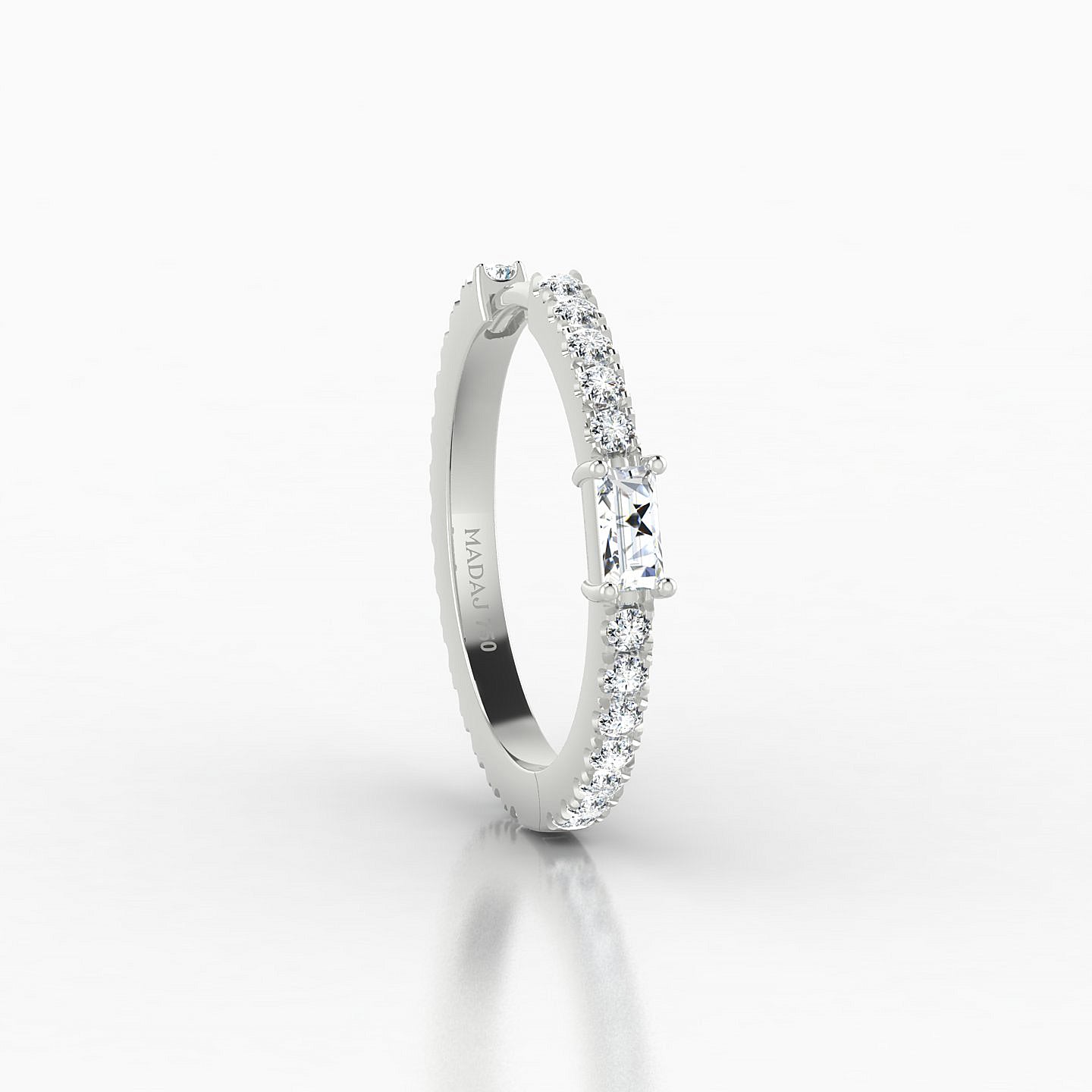 Inanna | 18k White Gold 11 mm Baguette Diamond Hoop Piercing