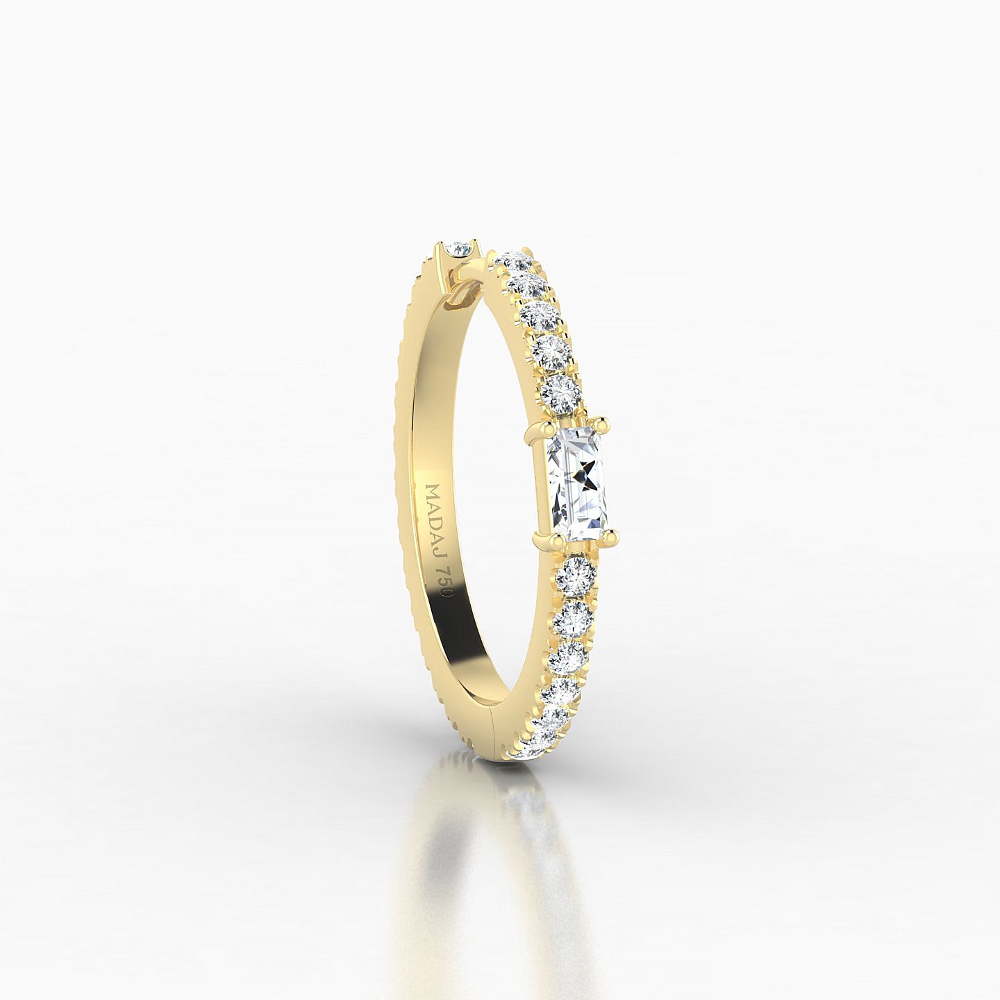 Inanna | 18k Yellow Gold 11 mm Baguette Diamond Hoop Piercing
