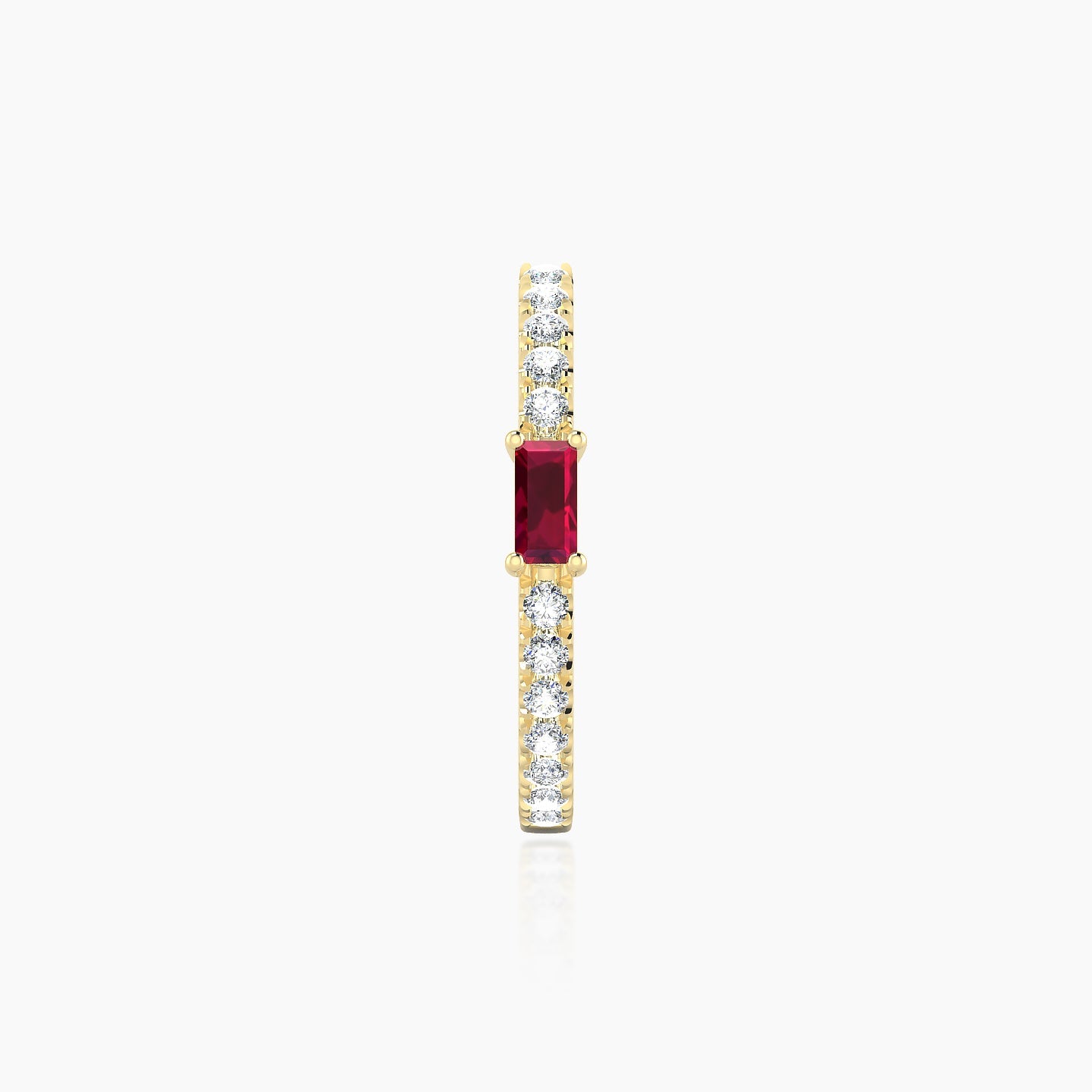 Inanna | 18k Yellow Gold 11 mm Baguette Ruby & Diamond Hoop Piercing