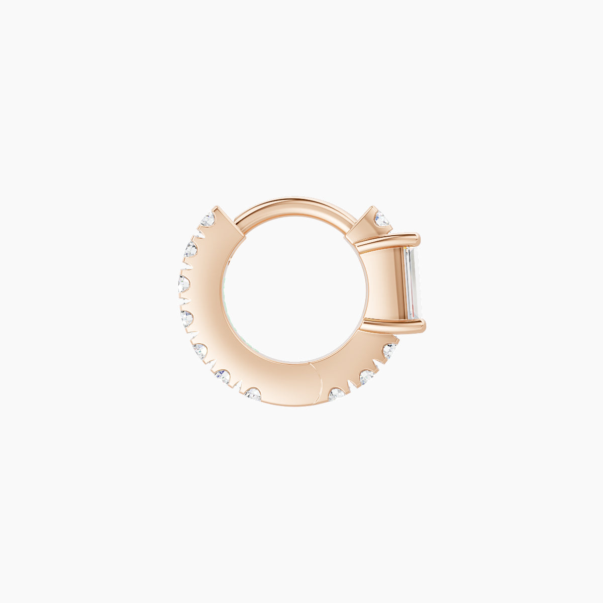 Inanna | 18k Rose Gold 5 mm Baguette Diamond Hoop Piercing