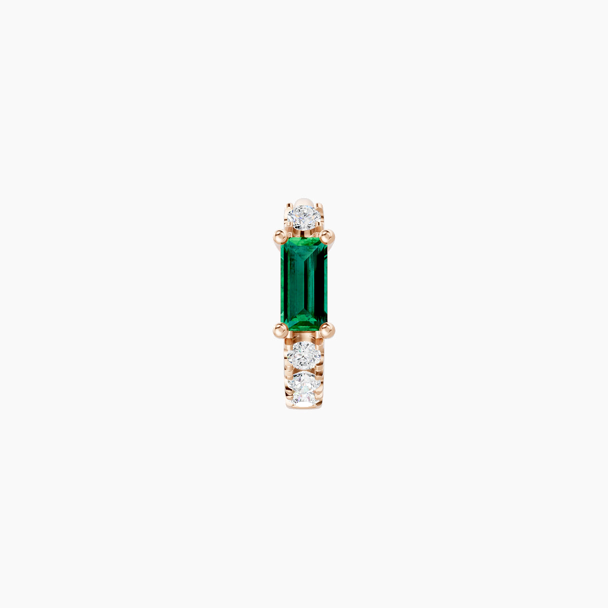 Inanna | 18k Rose Gold 5 mm Baguette Emerald & Diamond Hoop Piercing