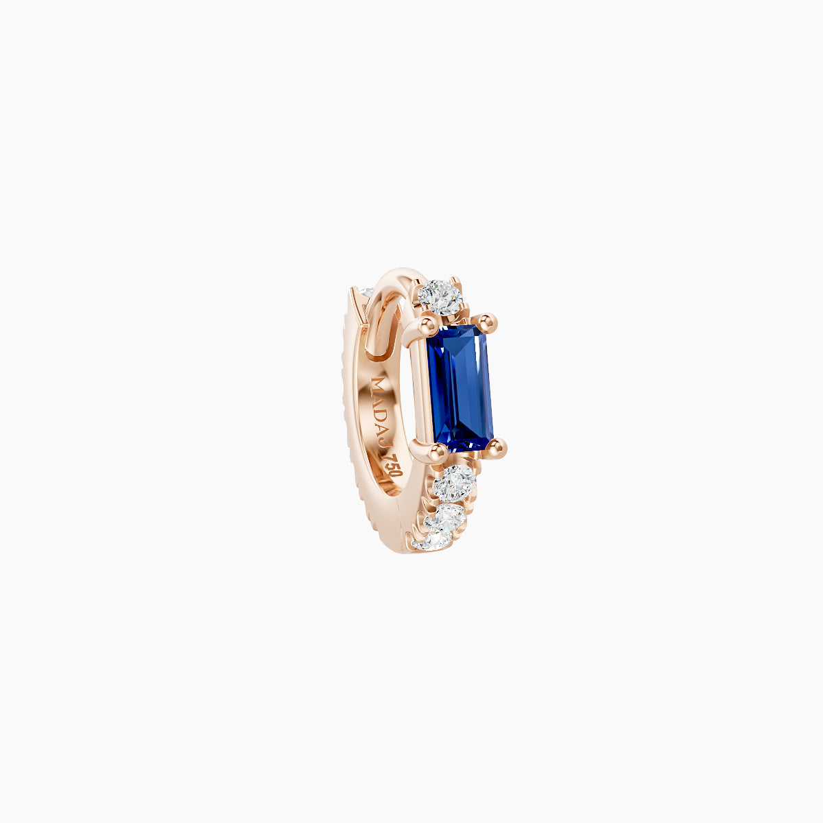 Inanna | 18k Rose Gold 5 mm Baguette Sapphire & Diamond Hoop Piercing