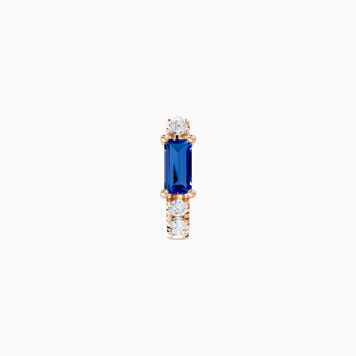 Inanna | 18k Rose Gold 5 mm Baguette Sapphire & Diamond Hoop Piercing