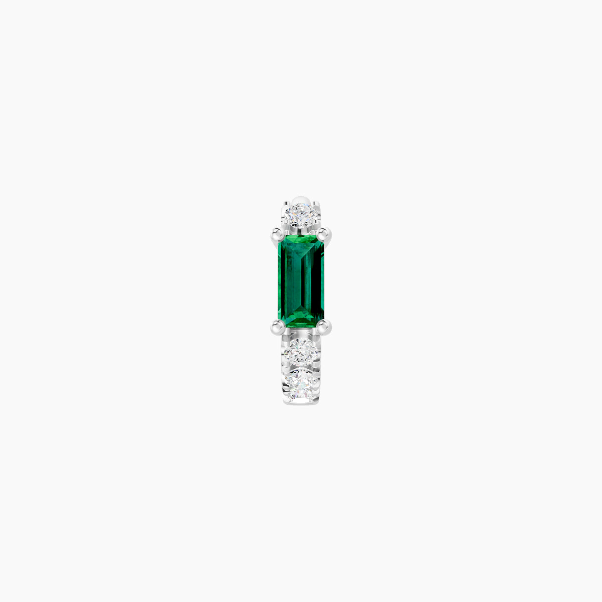 Inanna | 18k White Gold 5 mm Baguette Emerald & Diamond Hoop Piercing