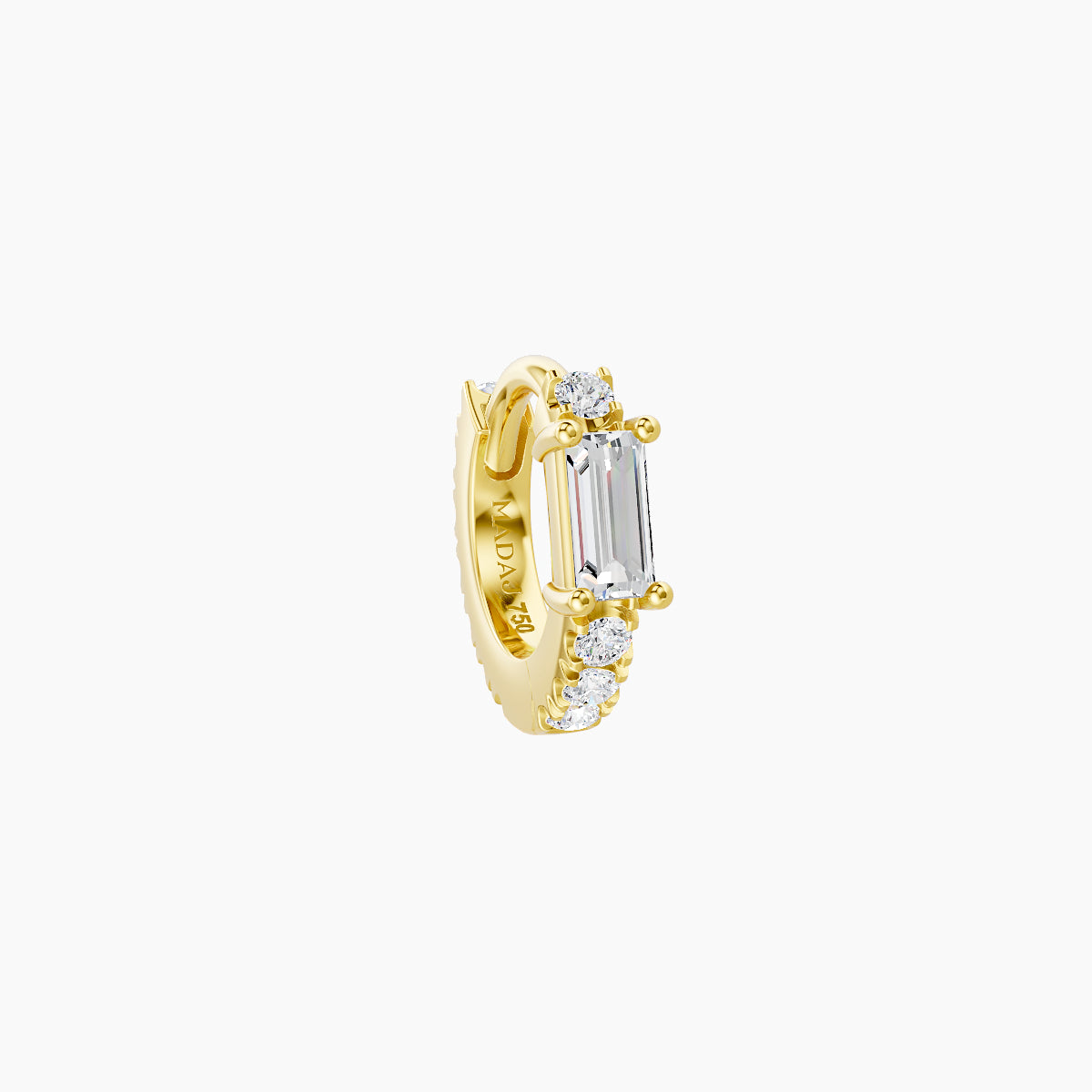 Inanna | 18k Yellow Gold 5 mm Baguette Diamond Hoop Piercing