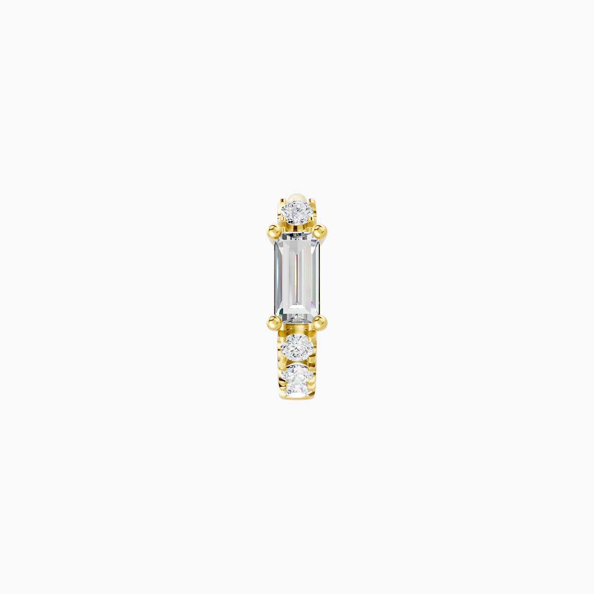 Inanna | 18k Yellow Gold 5 mm Baguette Diamond Hoop Piercing