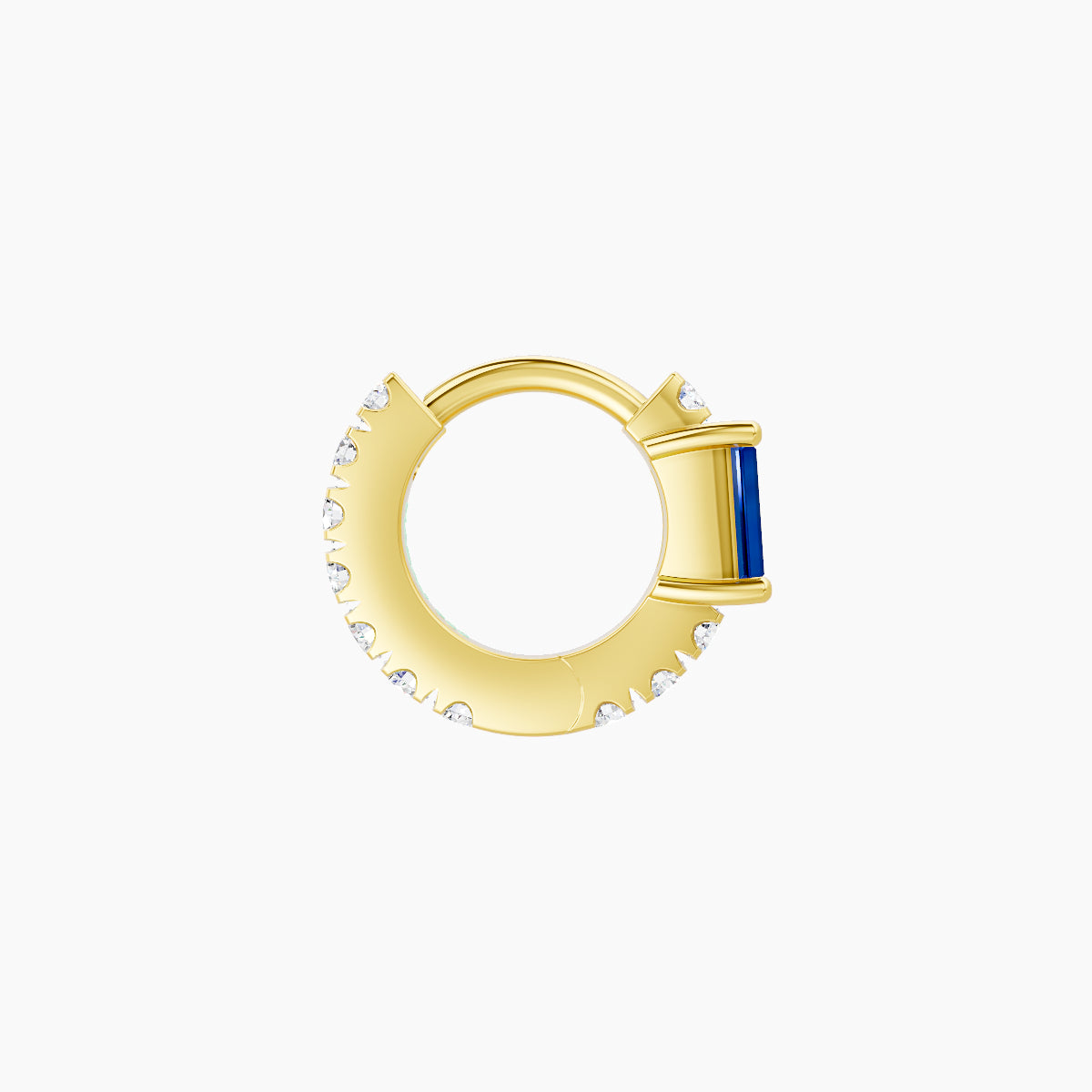 Inanna | 18k Yellow Gold 5 mm Baguette Sapphire & Diamond Hoop Piercing