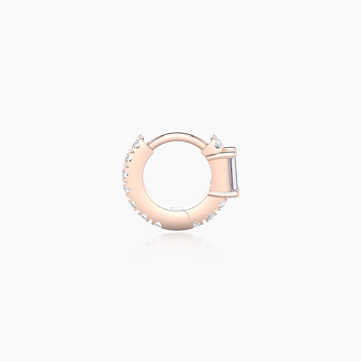 Inanna | 18k Rose Gold 5 mm Baguette Diamond Hoop Piercing