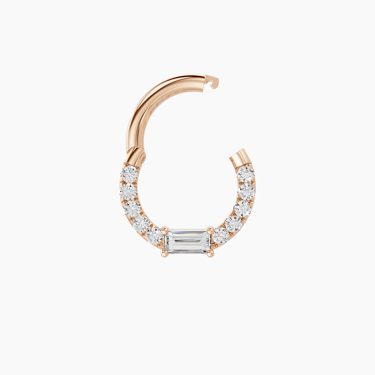Inanna | 18k Rose Gold 6.5 mm Baguette Diamond Daith Piercing