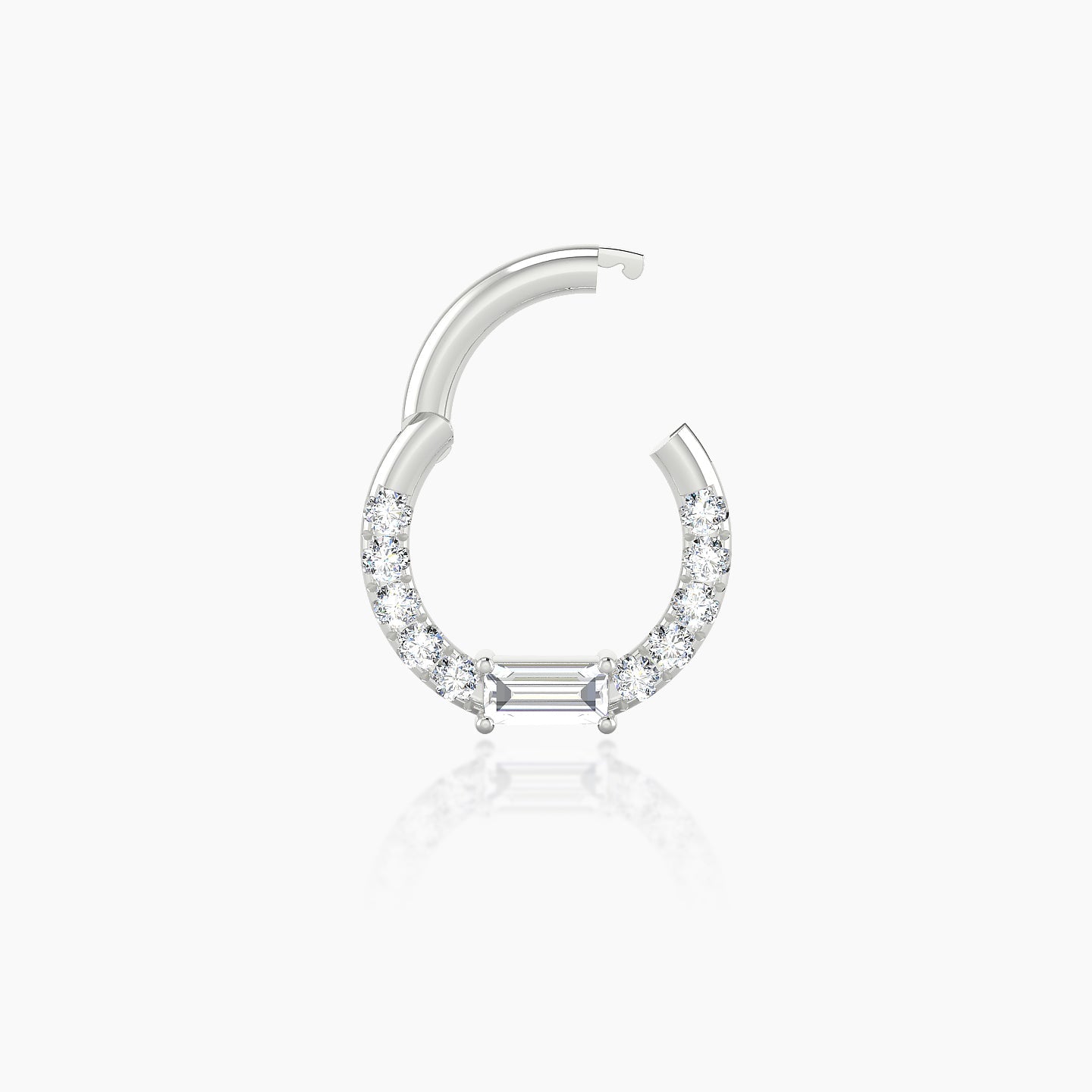 Inanna | 18k White Gold 6.5 mm Baguette Diamond Daith Piercing