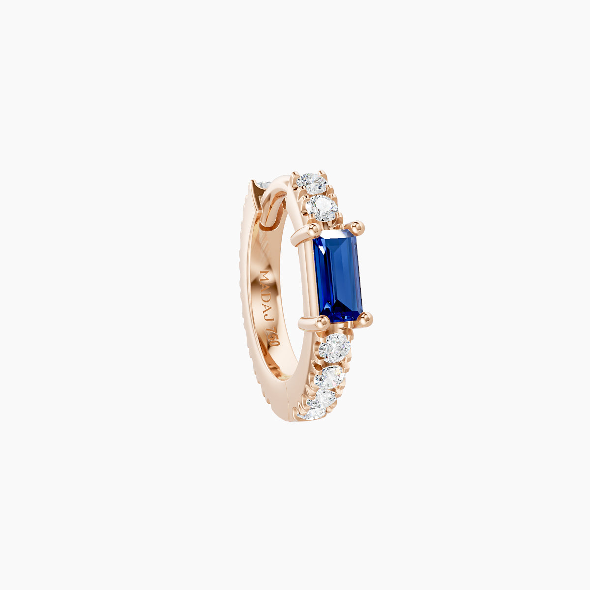 Inanna | 18k Rose Gold 6.5 mm Baguette Sapphire & Diamond Hoop Piercing