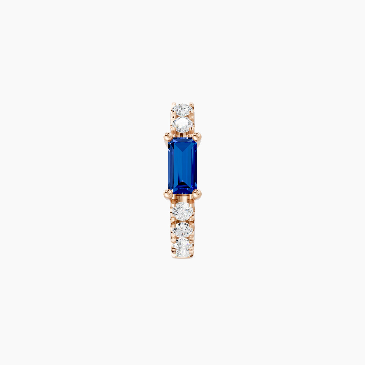 Inanna | 18k Rose Gold 6.5 mm Baguette Sapphire & Diamond Hoop Piercing