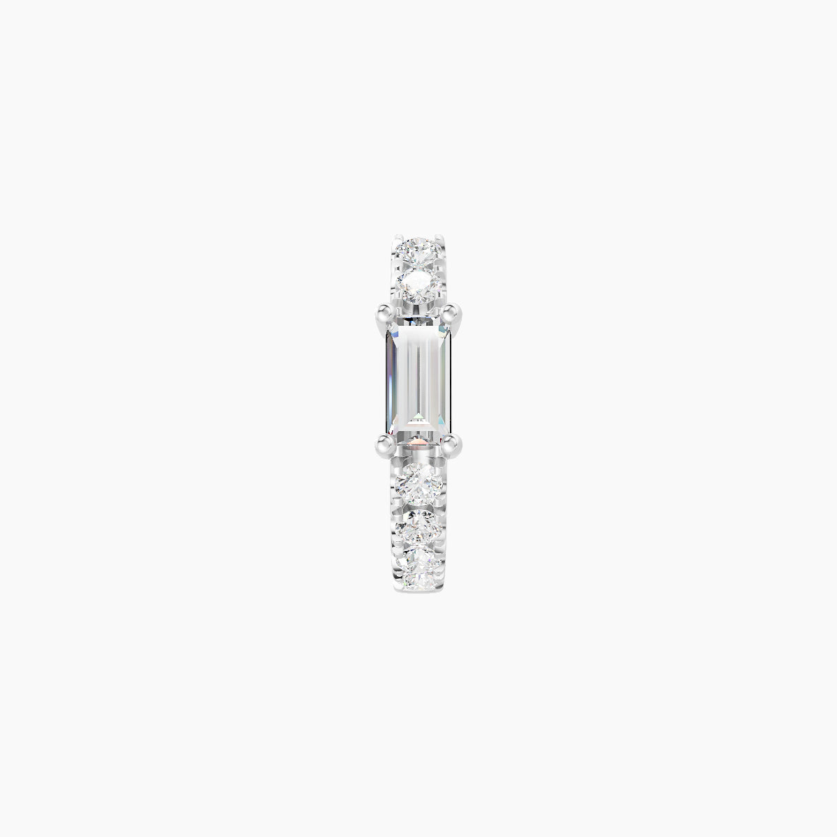 Inanna | 18k White Gold 6.5 mm Baguette Diamond Hoop Piercing