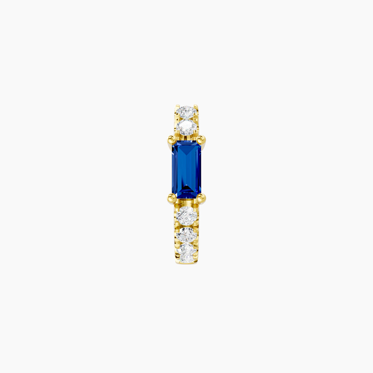 Inanna | 18k Yellow Gold 6.5 mm Baguette Sapphire & Diamond Hoop Piercing