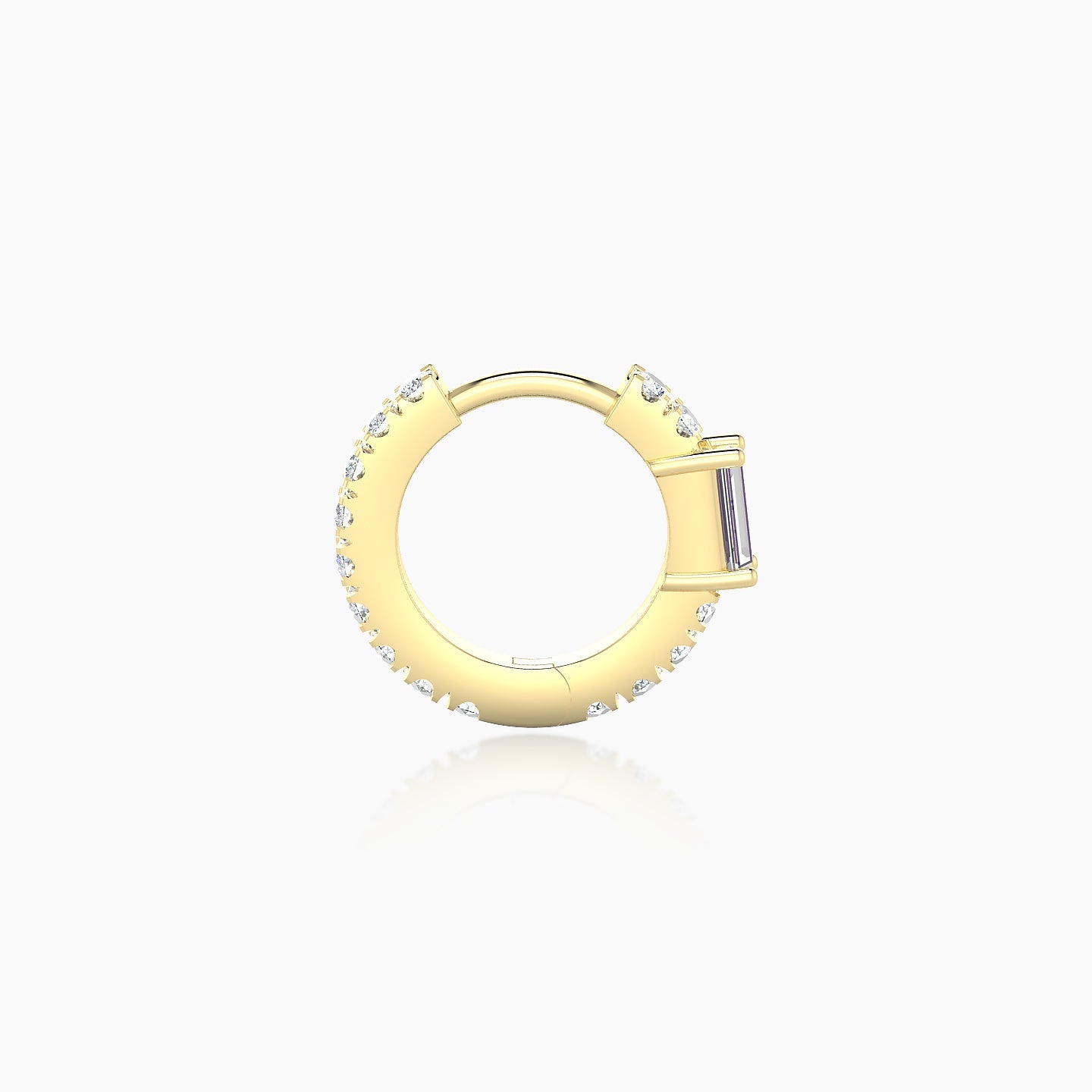 Inanna | 18k Yellow Gold 6.5 mm Baguette Diamond Hoop Piercing