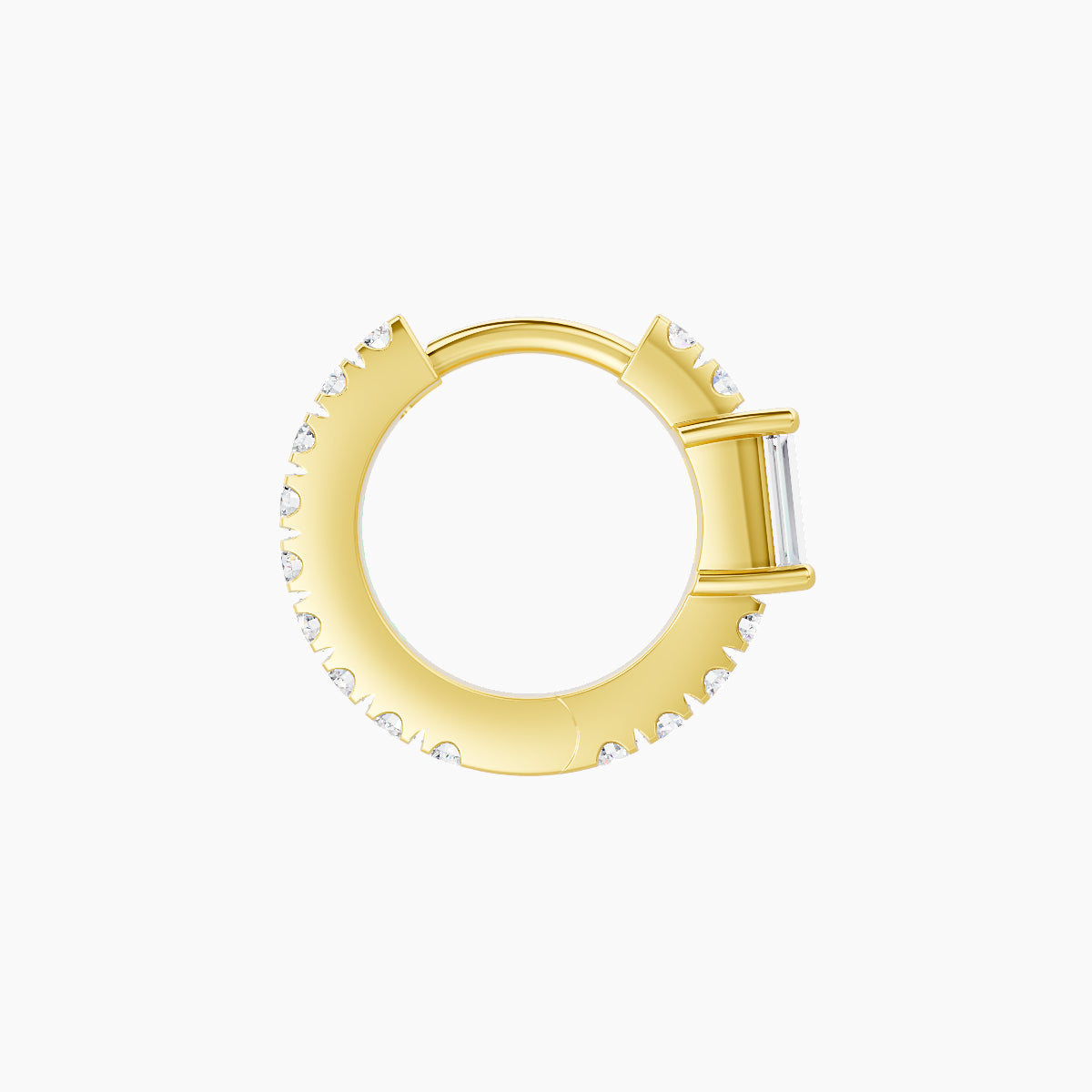Inanna | 18k Yellow Gold 6.5 mm Baguette Diamond Nose Ring Piercing