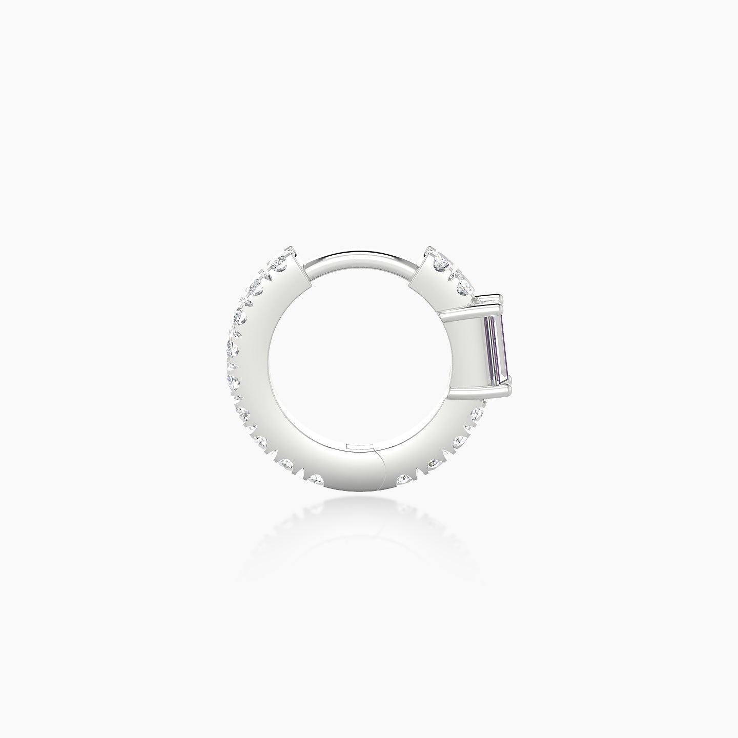 Inanna | 18k White Gold 6.5 mm Baguette Diamond Nose Ring Piercing