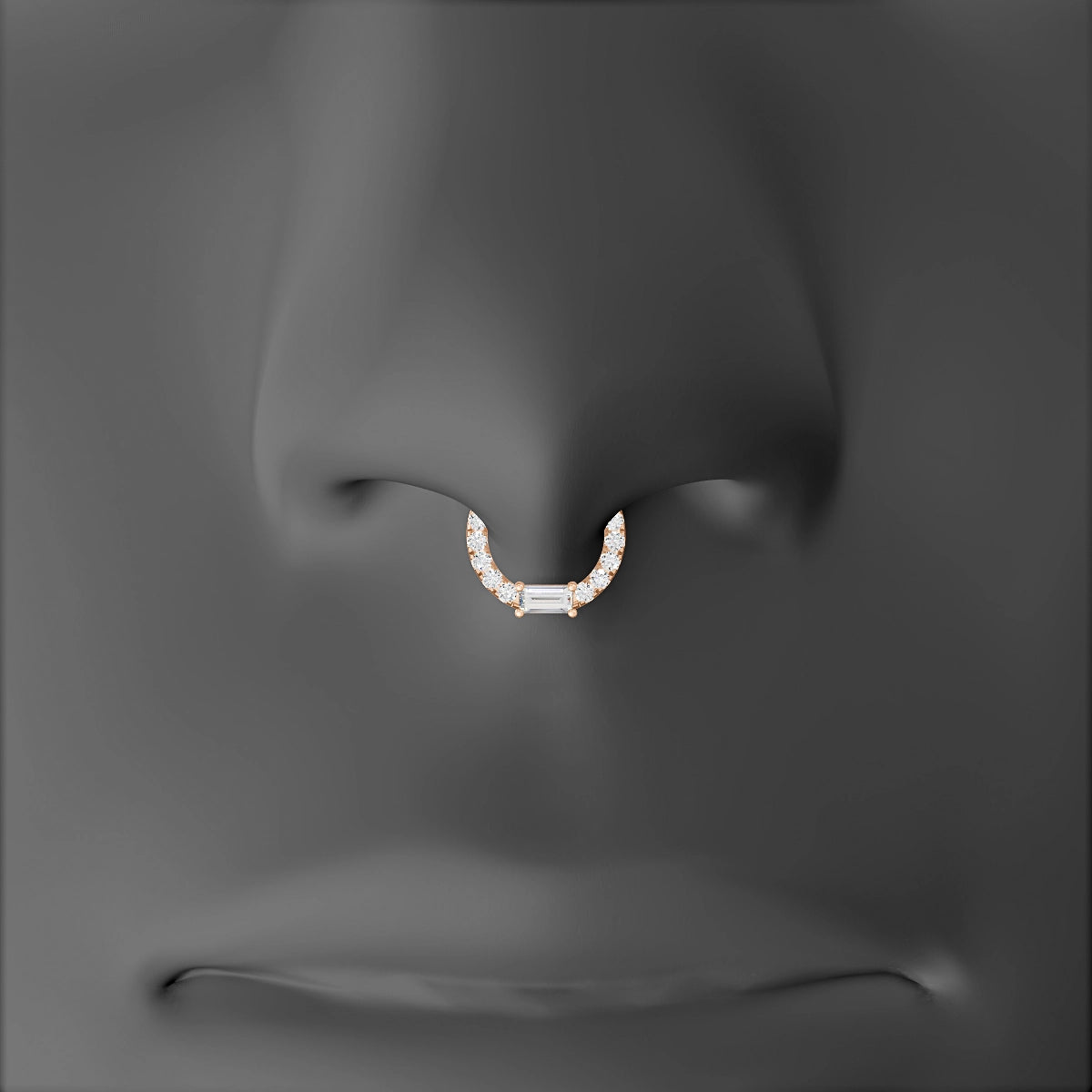 Inanna | 18k Rose Gold 6.5 mm Baguette Diamond Septum Piercing