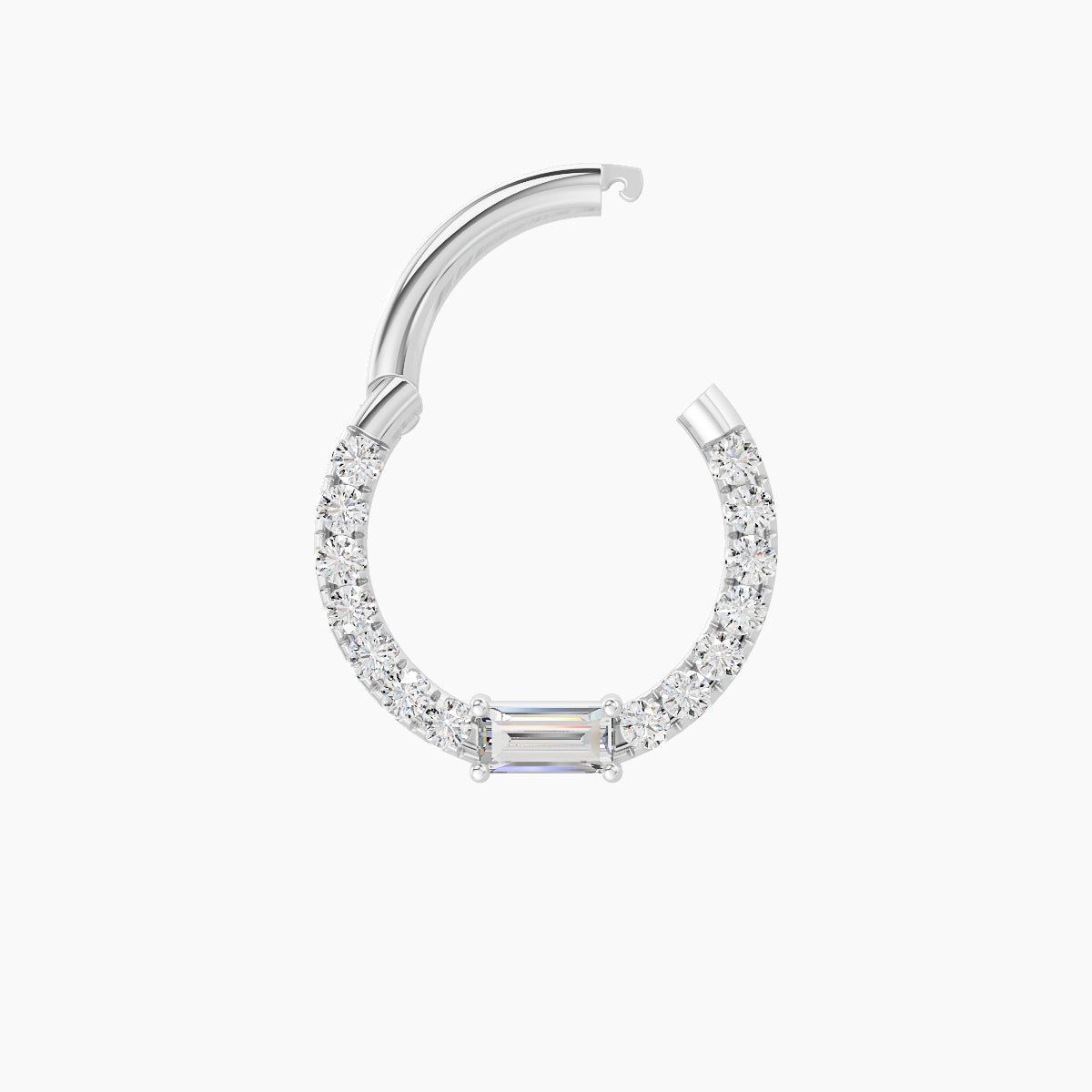 Inanna | 18k White Gold 8 mm Baguette Diamond Daith Piercing