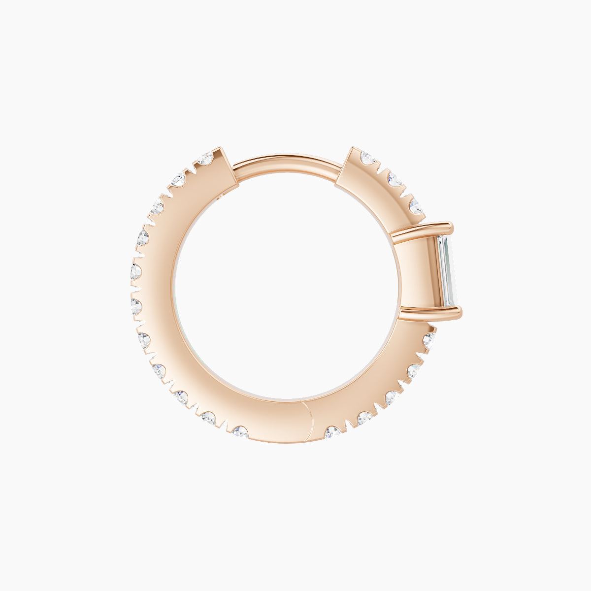 Inanna | 18k Rose Gold 8 mm Baguette Diamond Hoop Piercing