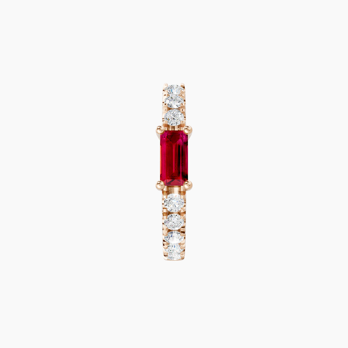 Inanna | 18k Rose Gold 8 mm Baguette Ruby & Diamond Hoop Piercing