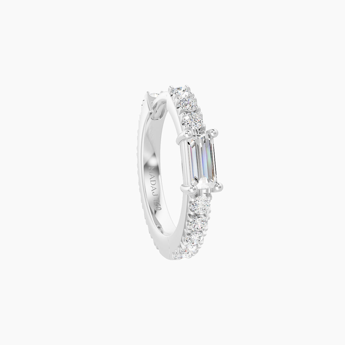 Inanna | 18k White Gold 8 mm Baguette Diamond Hoop Piercing