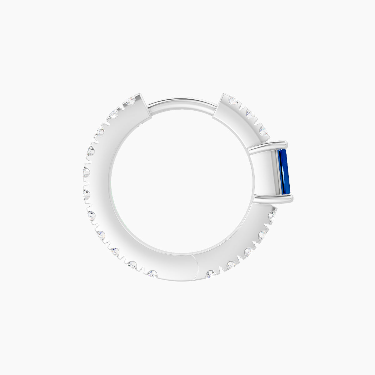 Inanna | 18k White Gold 8 mm Baguette Sapphire & Diamond Hoop Piercing