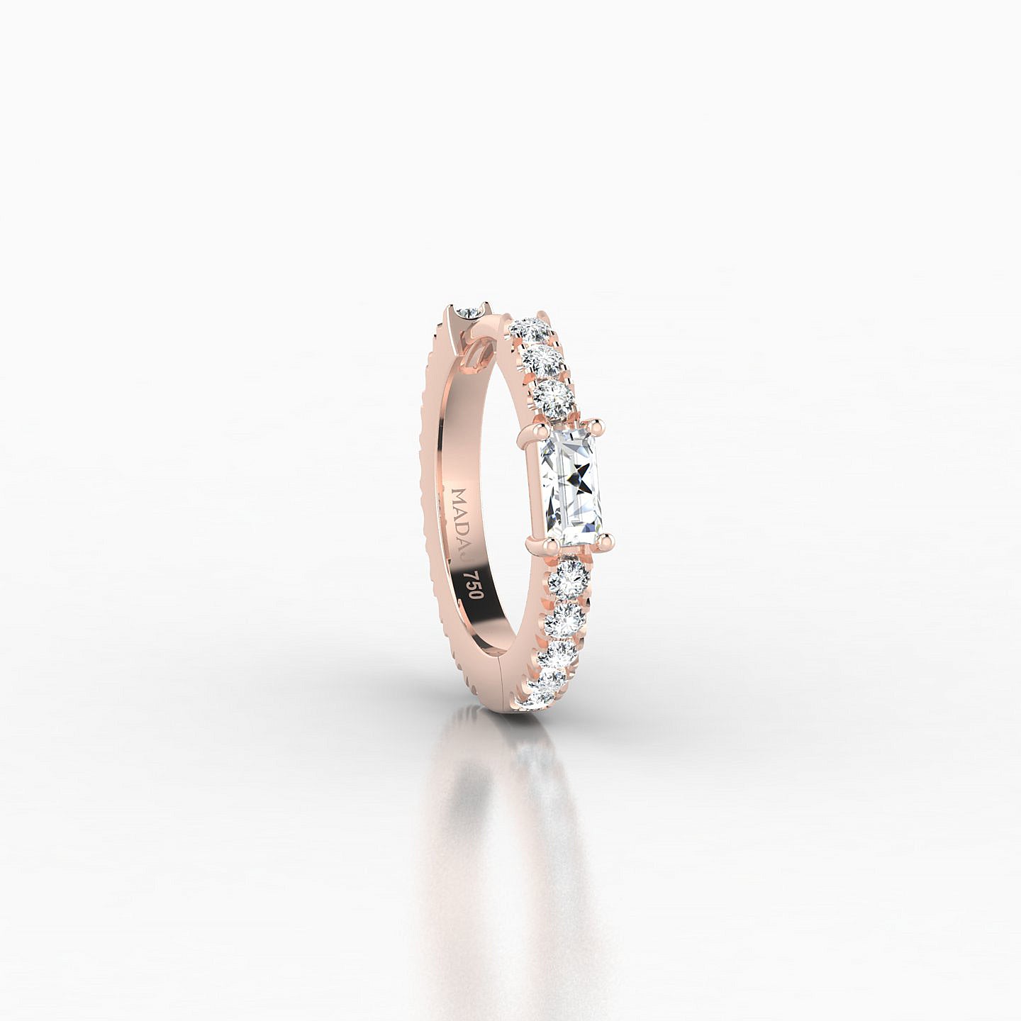 Inanna | 18k Rose Gold 8 mm Baguette Diamond Hoop Piercing