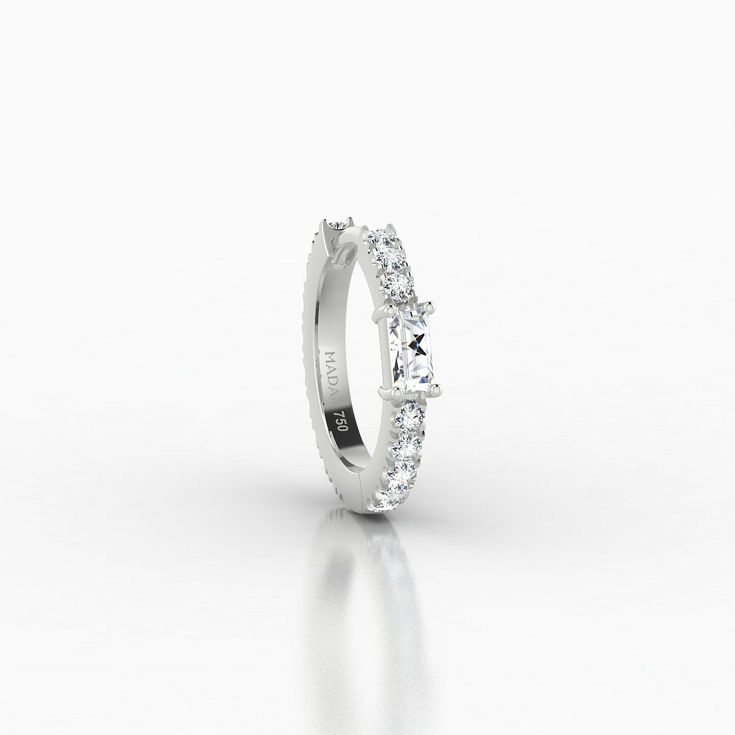 Inanna | 18k White Gold 8 mm Baguette Diamond Hoop Piercing