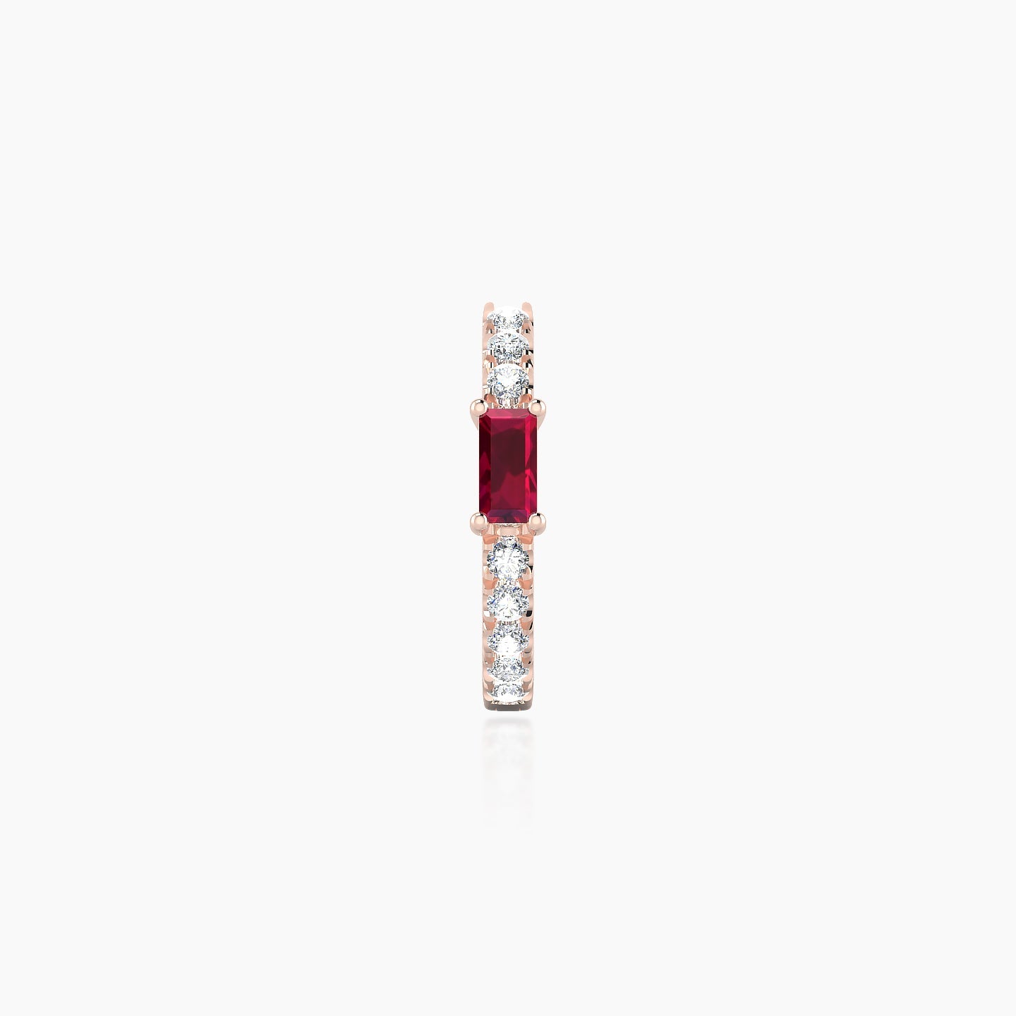 Inanna | 18k Rose Gold 8 mm Baguette Ruby & Diamond Hoop Piercing