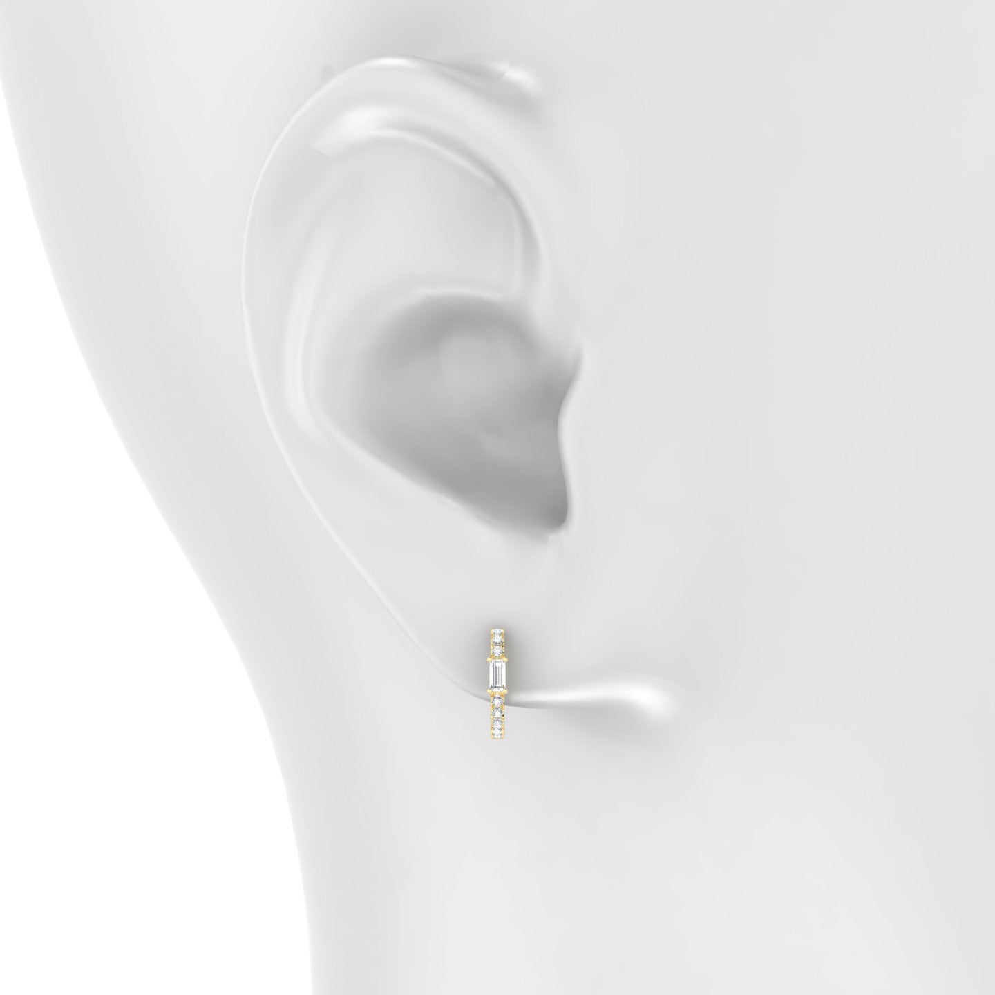 Inanna | 18k Yellow Gold 8 mm Baguette Diamond Hoop Piercing