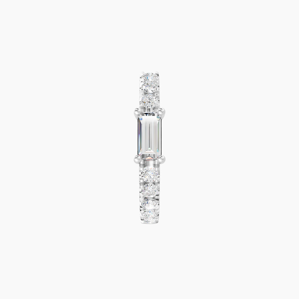 Inanna | 18k White Gold 8 mm Baguette Diamond Nose Ring Piercing
