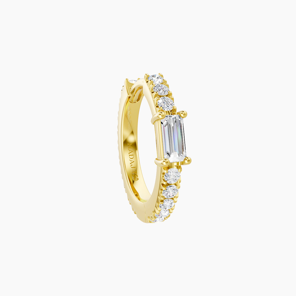 Inanna | 18k Yellow Gold 8 mm Baguette Diamond Nose Ring Piercing