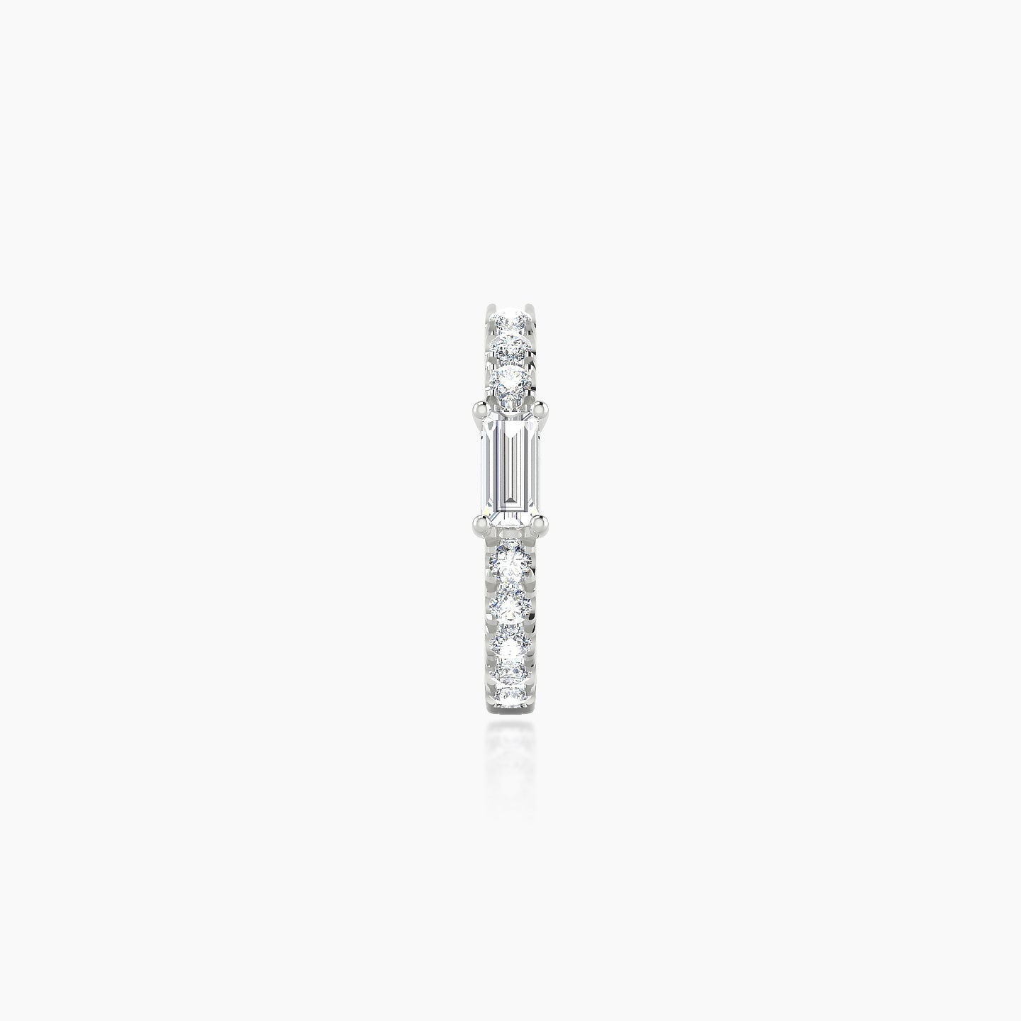 Inanna | 18k White Gold 8 mm Baguette Diamond Nose Ring Piercing