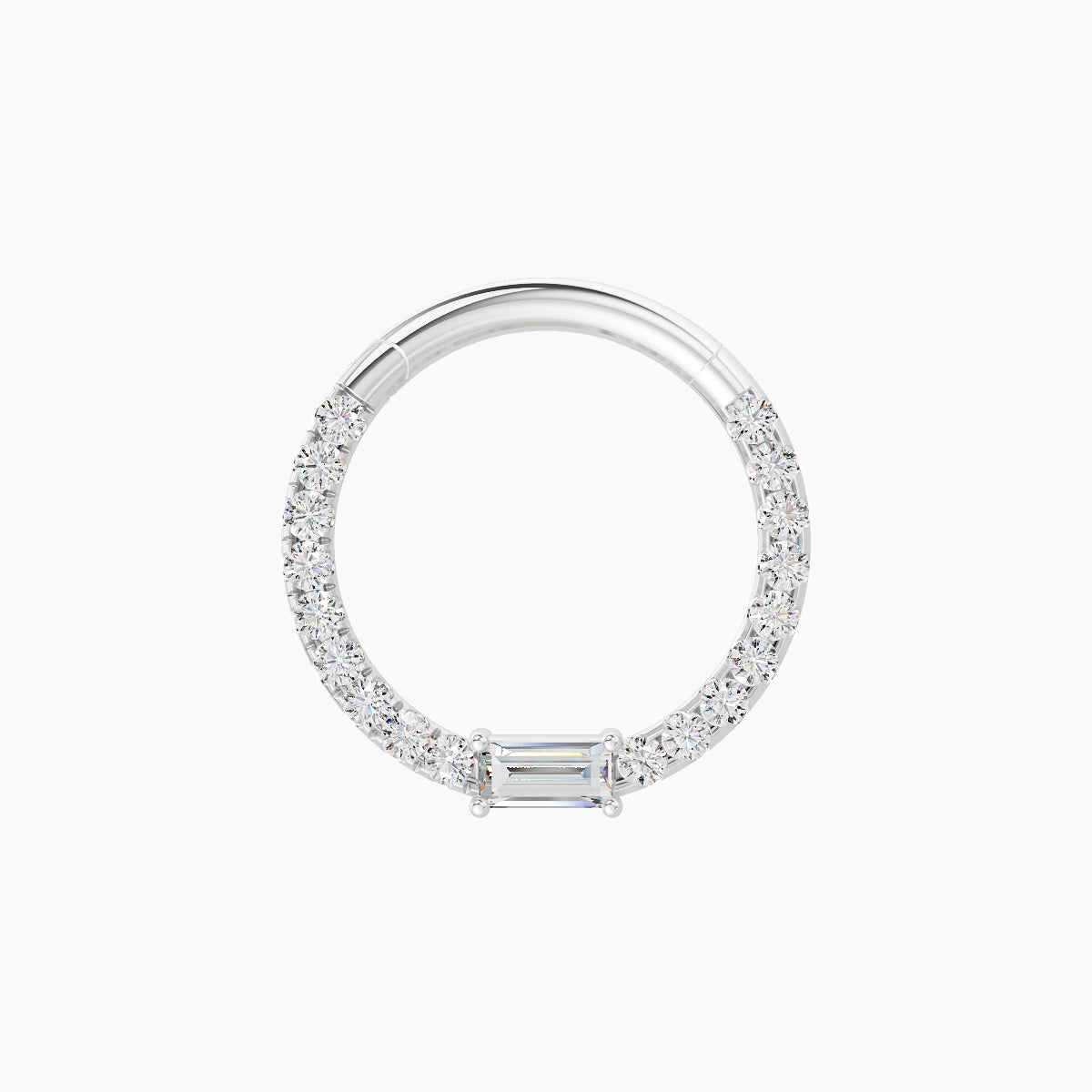 Inanna | 18k White Gold 9.5 mm Baguette Diamond Daith Piercing