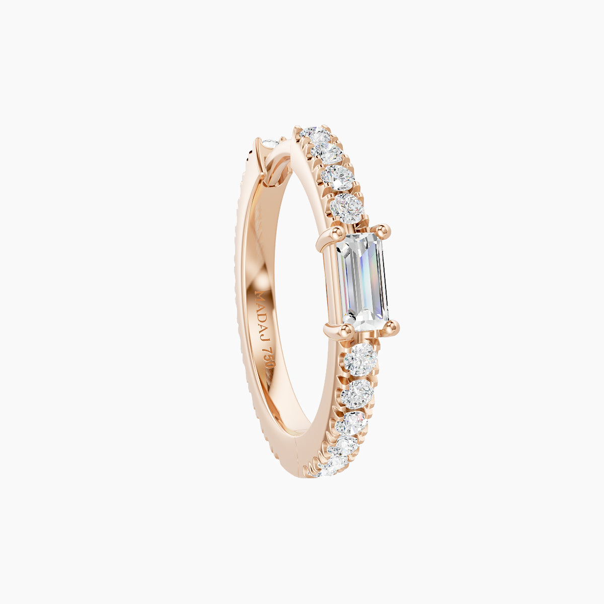 Inanna | 18k Rose Gold 9.5 mm Baguette Diamond Hoop Piercing