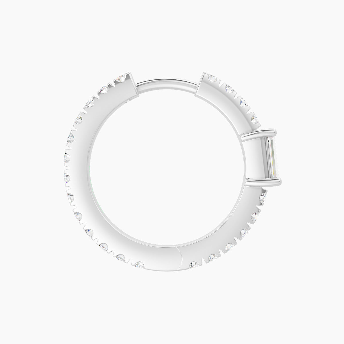 Inanna | 18k White Gold 9.5 mm Baguette Diamond Hoop Piercing