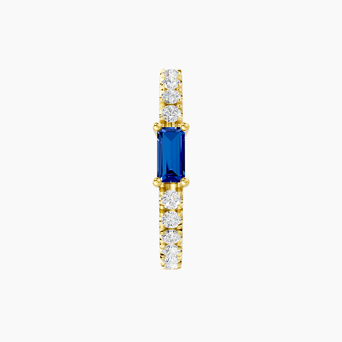 Inanna | 18k Yellow Gold 9.5 mm Baguette Sapphire & Diamond Hoop Piercing